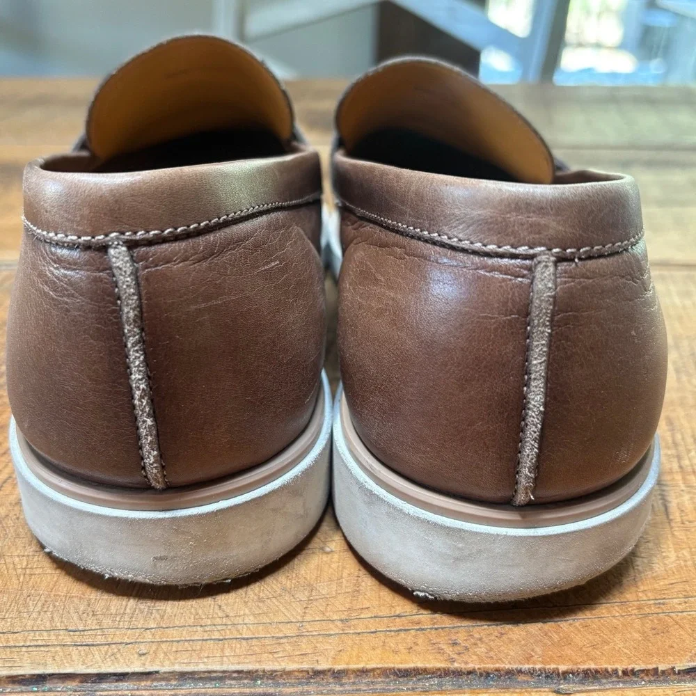 Magnanni Mens‎ Brown Leather Slip On Casual Dress Shoes Loafers Size 9